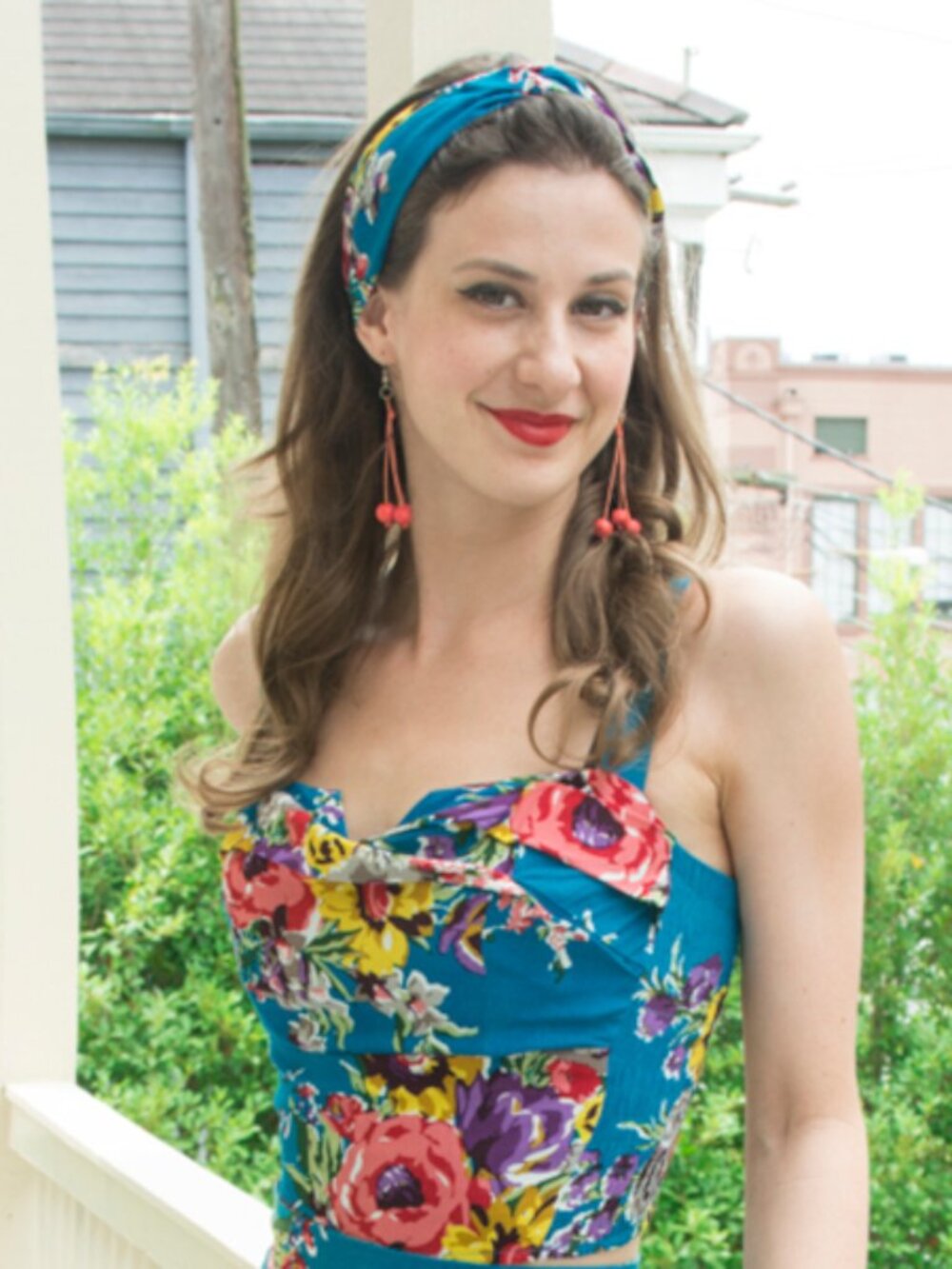Trashy Diva turquoise floral Trixie crop top